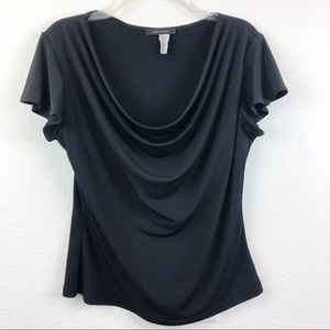 Jonden Cowl Neck Black Capsleeve Top